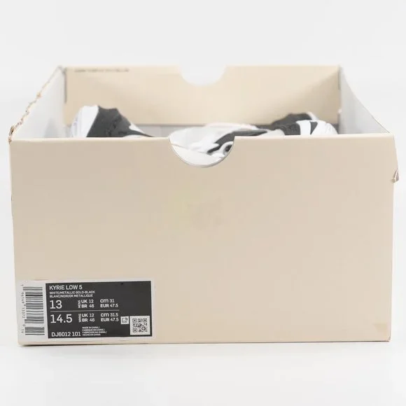 Nike Kyrie Low 5 'White Black Metallic Gold' DJ6012-101 Basketball Sneakers - Picture 12 of 13